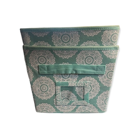 Mint Green and White Mandala Design Storage Bins (2 Bins) - Picture 2 of 5